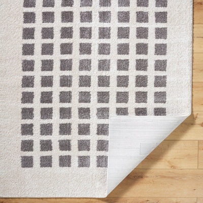 LAURINE Machine Washable Modern Shaggy Charcoal Area Rug 200 x 275 cm