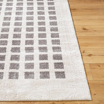 LAURINE Machine Washable Modern Shaggy Charcoal Area Rug 200 x 275 cm