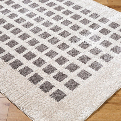 LAURINE Machine Washable Modern Shaggy Charcoal Area Rug 200 x 275 cm