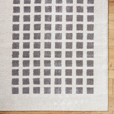 LAURINE Machine Washable Modern Shaggy Charcoal Area Rug 200 x 275 cm