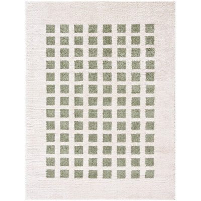 LAURINE Machine Washable Modern Shaggy Grass Green Area Rug 120 x 170 cm