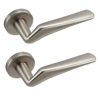 Lausanne Satin Stainless Steel Lever On Rose Door Handle Set Pair ha33 Price Comparisons | Compare The Build