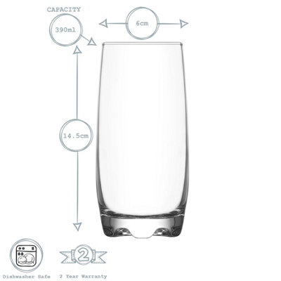 LAV - Adora Highball Glasses - 390ml - Clear - Pack of 6 - 3