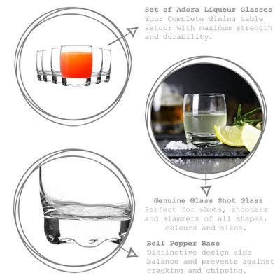 LAV - Adora Shot Glasses - 80ml - Clear - Pack of 6