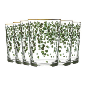 LAV - Bodega Highball Glasses - 520ml - Green Leaf - Pack of 6