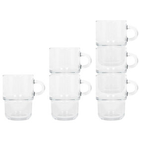 LAV Cozy Stacking Glass Coffee Cups - 350ml - Pack of 6