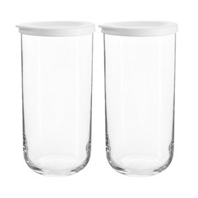 LAV - Duo Glass Food Storage Jars - 1.4L - White - Pack of 2