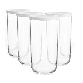 LAV - Duo Glass Food Storage Jars - 1.4L - White - Pack of 4