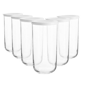 LAV - Duo Glass Food Storage Jars - 1.4L - White - Pack of 6