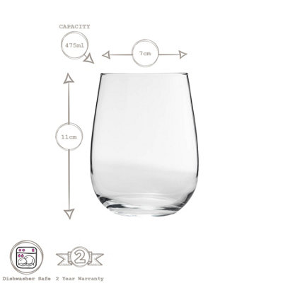 LAV - Gaia Stemless Red Wine Glasses - 475ml - Pack of 6 - 3