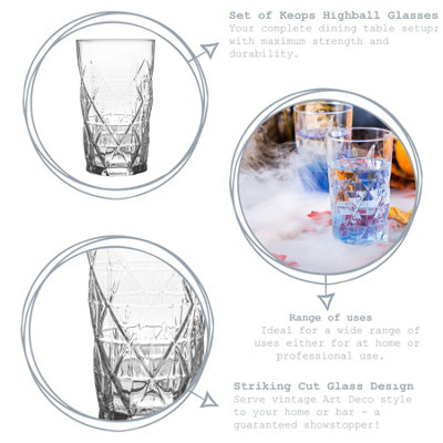 LAV - Keops Highball Glasses - 460ml - Pack of 6