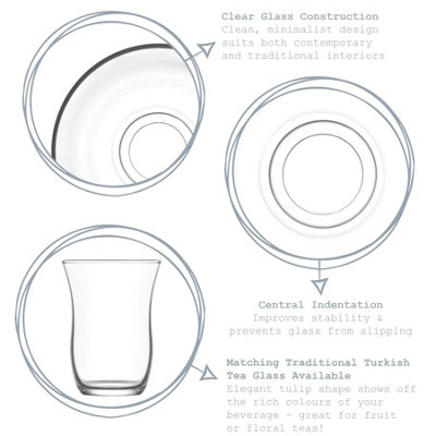 LAV - Klasik Glass Tea Cup Saucers - 10cm - Pack of 6