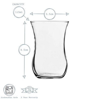 LAV - Klasik Glass Tea Cup Set - 115ml - Pack of 6 - 3