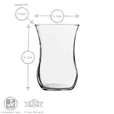 LAV - Klasik Glass Tea Cup Set - 115ml - Pack of 6