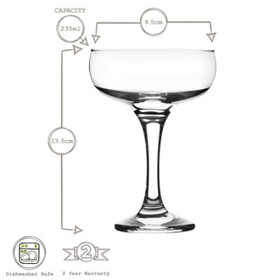 LAV - Misket Glass Champagne Saucers - 235ml - Pack of 6