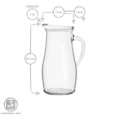 LAV Misket Glass Water Jugs with Lids - 1.8L - Clear/White - Pack of 6 ...