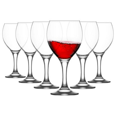 LAV 6X Clear 400ml Lal Red Wine Glasses - Large Glass White Rose Long