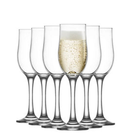 LAV - Nevakar Glass Champagne Flutes - 195ml - Pack of 6