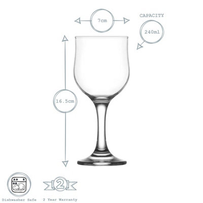 LAV - Nevakar White Wine Glasses - 240ml - Pack of 6