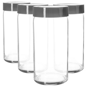 LAV - Novo Glass Food Storage Jars - 1.4L - Grey - Pack of 4
