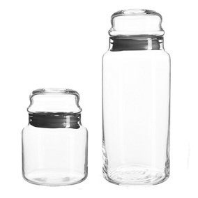 LAV - Sera Glass Food Storage Jar Set - Black - 4pc