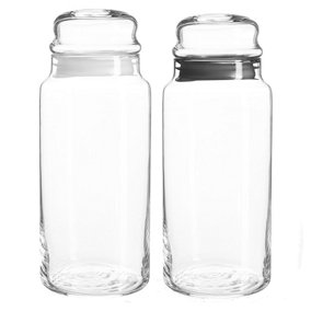 LAV - Sera Glass Food Storage Jar Set - Black/White - 4pc