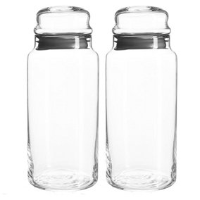 LAV - Sera Glass Food Storage Jars - 1.4L - Black - Pack of 2