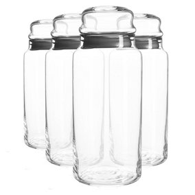 LAV - Sera Glass Food Storage Jars - 1.4L - Black - Pack of 4