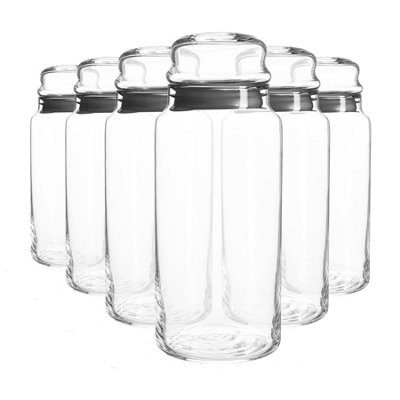 LAV Sera Glass Food Storage Jars 1.4L Black Pack of 6 DIY at B&Q