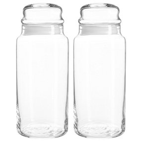 LAV - Sera Glass Food Storage Jars - 1.4L - White - Pack of 2