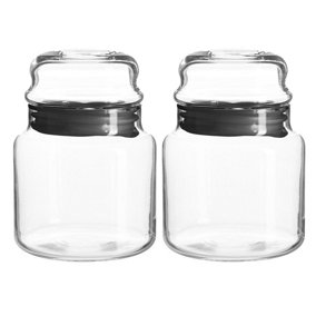 LAV - Sera Glass Food Storage Jars - 635ml - Black - Pack of 2