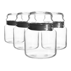 LAV - Sera Glass Food Storage Jars - 635ml - Black - Pack of 4