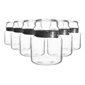 LAV - Sera Glass Food Storage Jars - 635ml - Black - Pack of 6