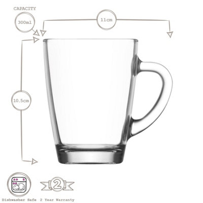 LAV - Vega Glass Coffee Mugs - 300ml - Pack of 6 - 3