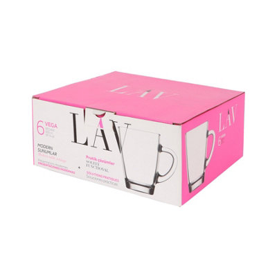 LAV - Vega Glass Coffee Mugs - 300ml - Pack of 6 - 5