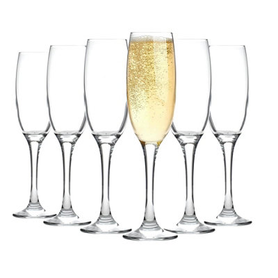 LAV - Venue Glass Champagne Flutes - 220ml - Pack of 6 | DIY at B&Q