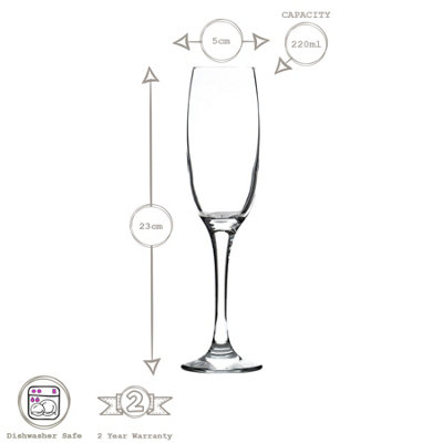 LAV - Venue Glass Champagne Flutes - 220ml - Pack of 6 - 3