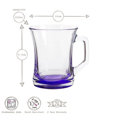 LAV - Zen+ Glass Coffee Mugs - 225ml - Multicolour Base - Pack of 6 - 3