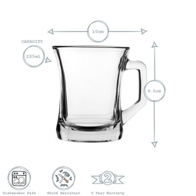 LAV - Zen+ Glass Coffee Mugs - 225ml - Multicolour Handle - Pack of 6
