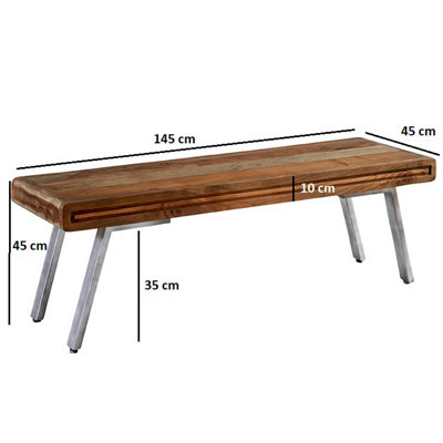 Lava Metal And Wood Large Dining Bench