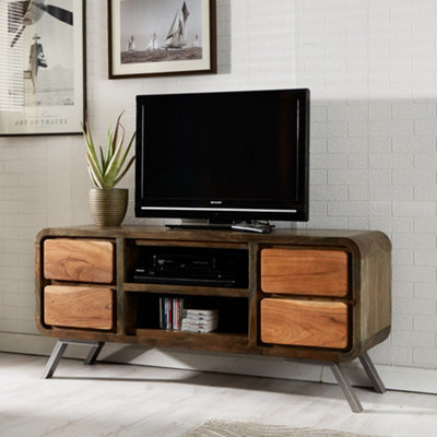 Lava Metal & Wood 4 Drawers And 2 Shelves Tv Cabinet Media Unit