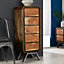 Lava Reclaimed Metal & Wood Tall Boy Chest Of 5 Drawers