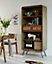Lava Wood & Metal 3 Shelves And 2 Drawers Large Wide Bookcase In Natural Finish
