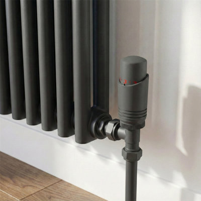 LavaTherm TRV Anthracite Thermostatic Radiator Valve Angled