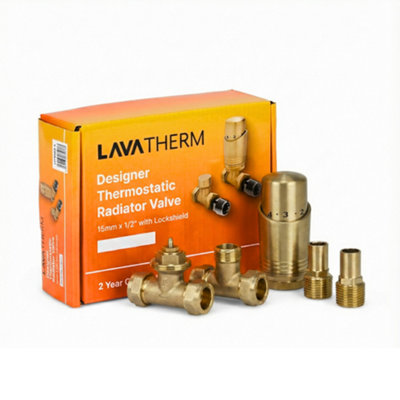 LavaTherm TRV Brushed Brass Thermostatic Radiator Valve Straight