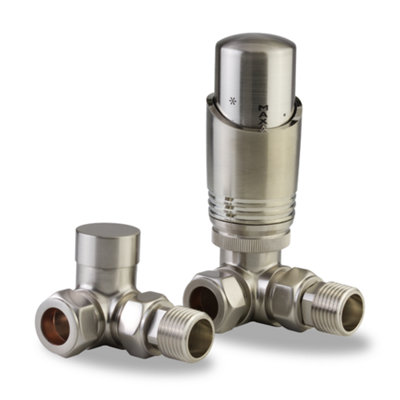 LavaTherm TRV Brushed Nickel Thermostatic Radiator Valve Corner