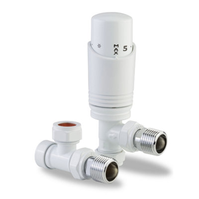 LavaTherm TRV White Thermostatic Radiator Valve Angled