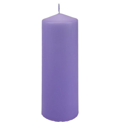 Lavender 20cm Pillar Candle Luxury Scented Lilac Decor