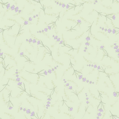Lavender Cascade Wallpaper in Sage