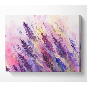 Lavender Colour Splash Canvas Print Wall Art - Medium 20 x 32 Inches
